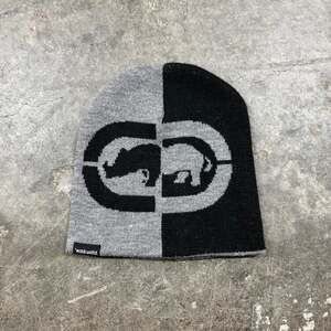 Vintage Y2K Ecko Unltd. Split Beanie Black & Grey Skater Grunge Hat